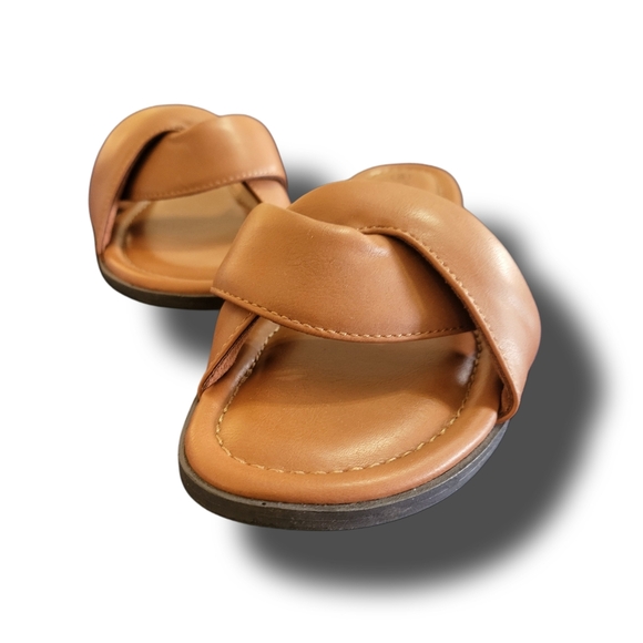 🌿Serra Women's size 8 Tan Leather-Like Twist Top Knot Sandals-Cute! - Picture 7 of 12